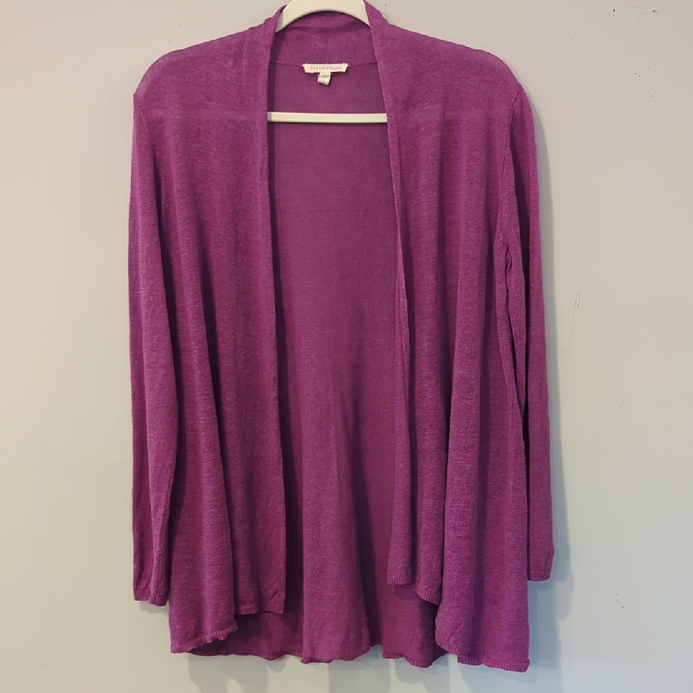 Eileen Fisher Linen Cardigan Open Front Raspberry size Small